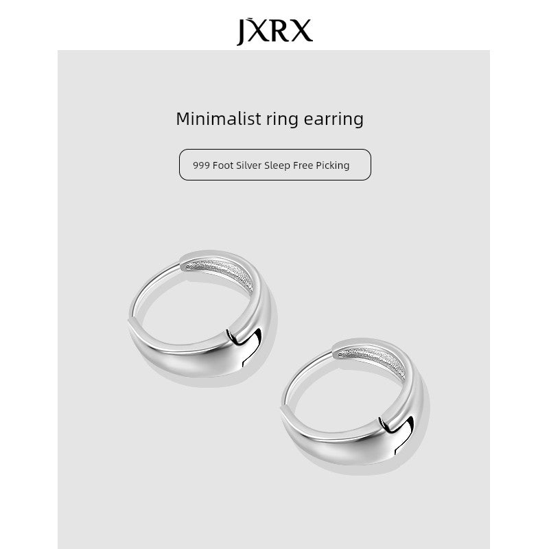 Jxrxs999 Sterling Silver Ear Ring Women 2024 New Popular Ring Earrings Pure Silver Ear Studs Ear Piercing Circle Earrings