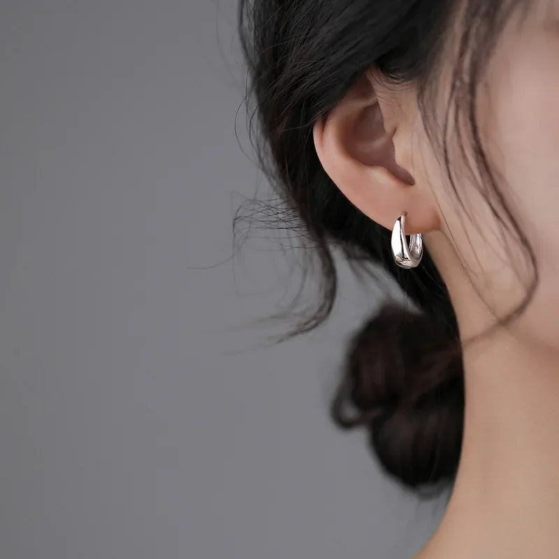 925 Sterling Silver Hot Sale Korean hoop Earrings Simple Temperament Exquisite Hot Semale Sexy Jewelry Gift