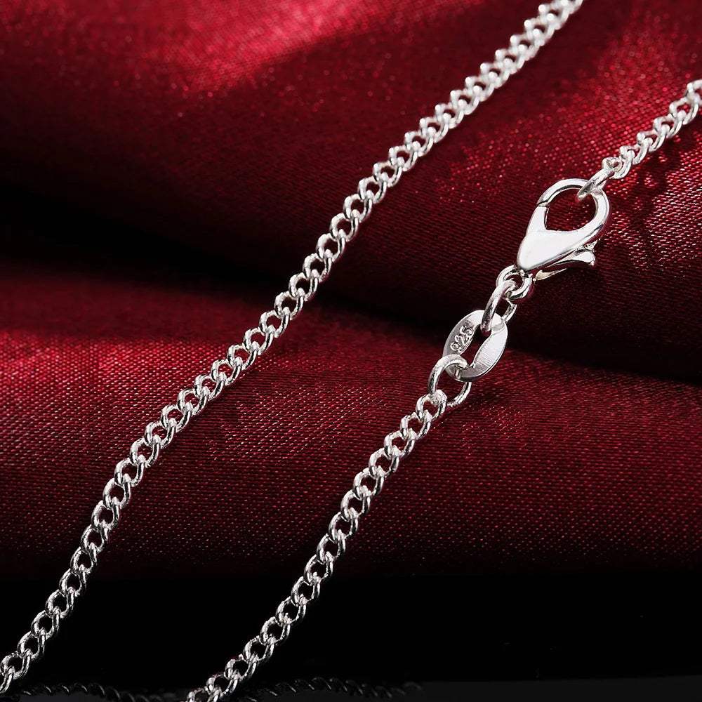 Wholesale 925 Sterling Silver 16/18/20/22/24/26/28/30 Inch 2mm Side Chain Necklace For Women Man Fashion Wedding Charm Jewelry