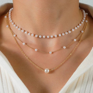 YWZIXLN Trend Elegant Jewelry Wedding Multilayer Pearl Necklace For Women Fashion White Imitation Pearl Choker Necklace N0323