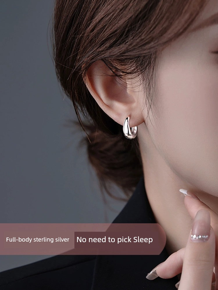 925 Sterling Silver Earrings 2023 New Arrival Best Selling Ear Clip Female Earring Ring/Stud Earring Ear-Caring Sleep No Need to Take off Fall and Winter Ornament