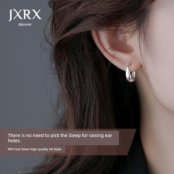 Jxrxs999 Sterling Silver Ear Ring Women 2024 New Popular Ring Earrings Pure Silver Ear Studs Ear Piercing Circle Earrings