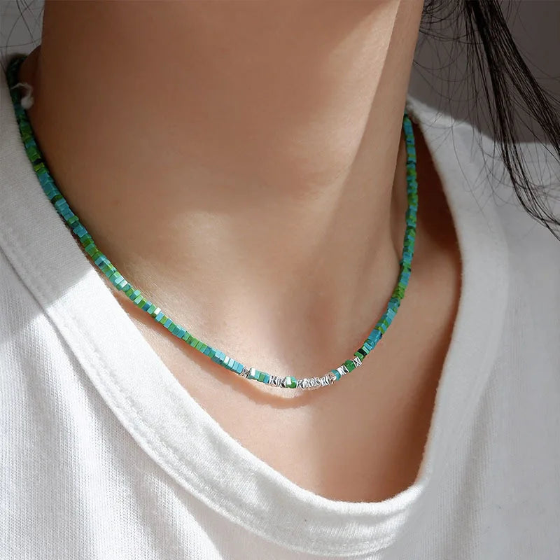 Imitation Turquoise Necklace Bead Collarbone Chain Jewelry