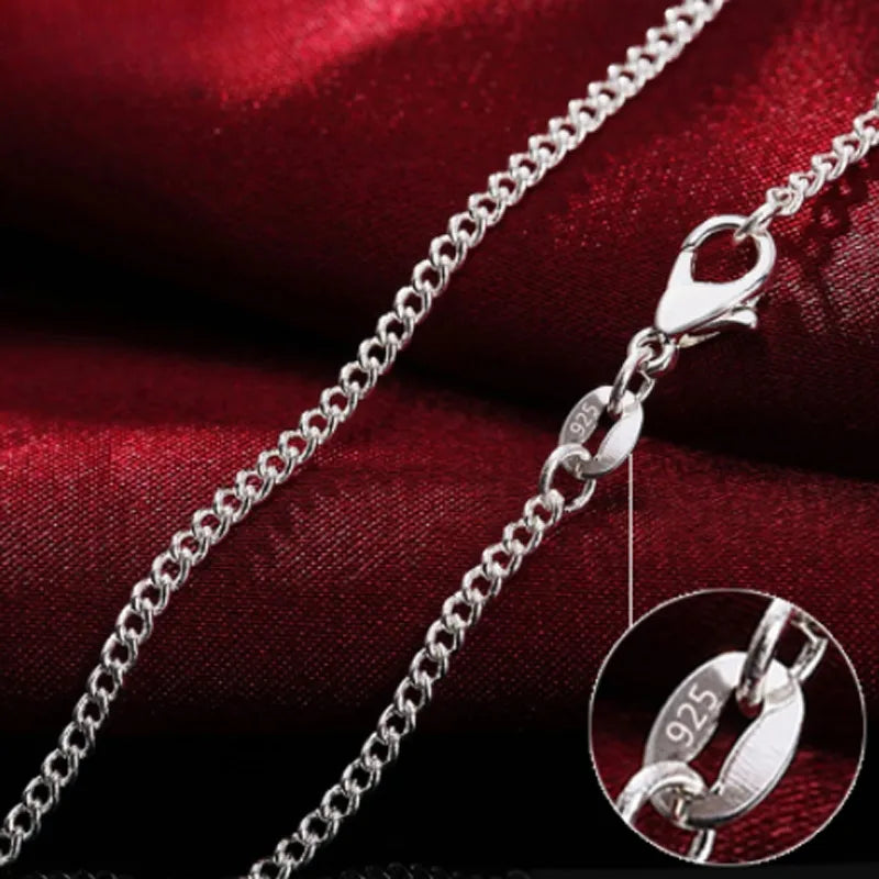 Wholesale 925 Sterling Silver 16/18/20/22/24/26/28/30 Inch 2mm Side Chain Necklace For Women Man Fashion Wedding Charm Jewelry